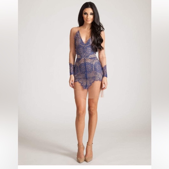 For Love & Lemon Small Antigua Mini Dress Blue - Picture 4 of 10